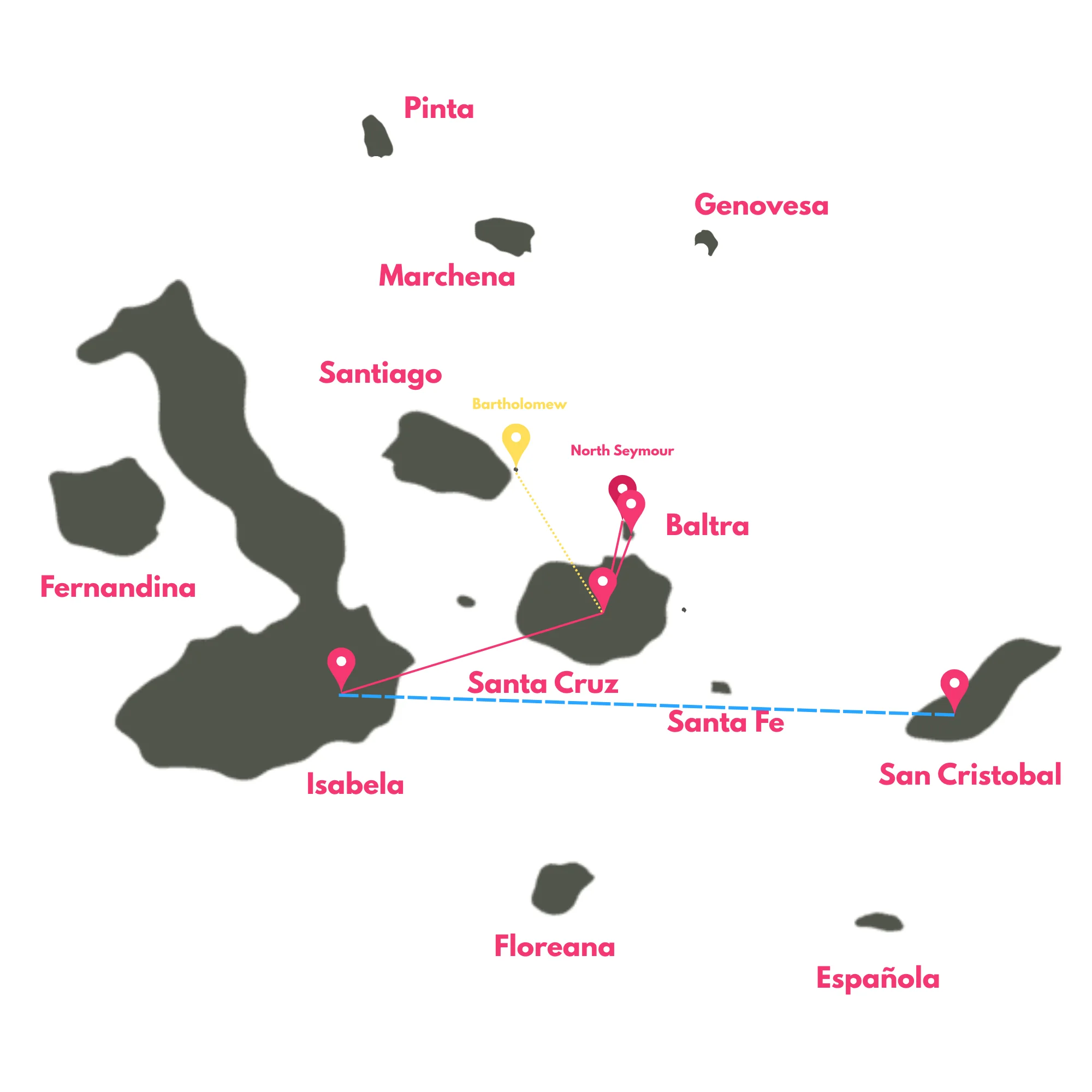 7 Day - Galapagos 360 Tour "A" - SUPERIOR route map